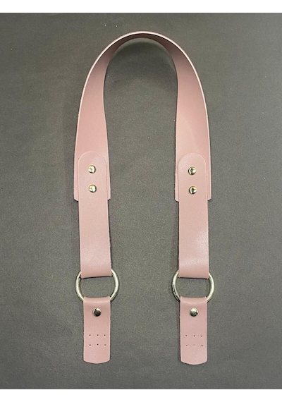 Karantuhafiye Derili Palaska / Deri Çanta Sapı / Deri Kulaklı Çanta Sapı Pembe Pembe