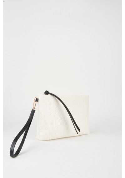 Vivaq Kadın Bellis Örgü Beyaz Astarlı Suni Deri Bilek Askılı Portföy El Ve Clutch Çanta