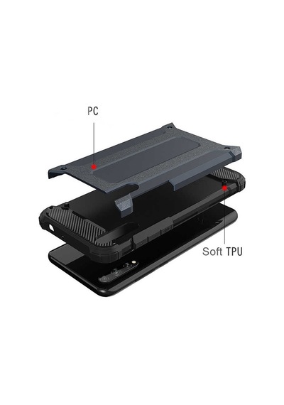 Ekılıf - Huawei P Smart S Y8p Uyumlu Kılıf Çift Katman Zırh Tank Crash Military Kapak - Rose Gold