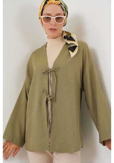 Bigdart Keten Tesettür Kimono 5968 - Çağla