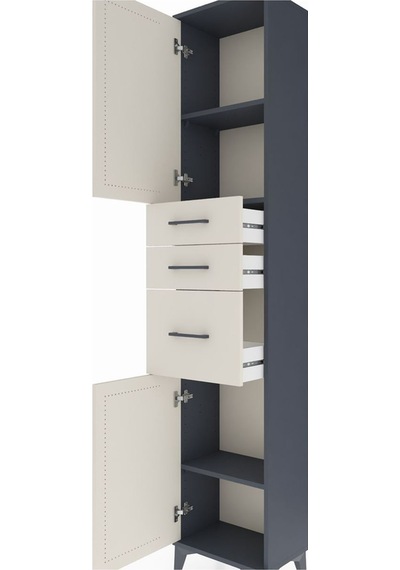 Arges Dolap 3 Raflı 3 Çekmeceli 2 Kapaklı 44x30x221 Antrasit-... Antrasit