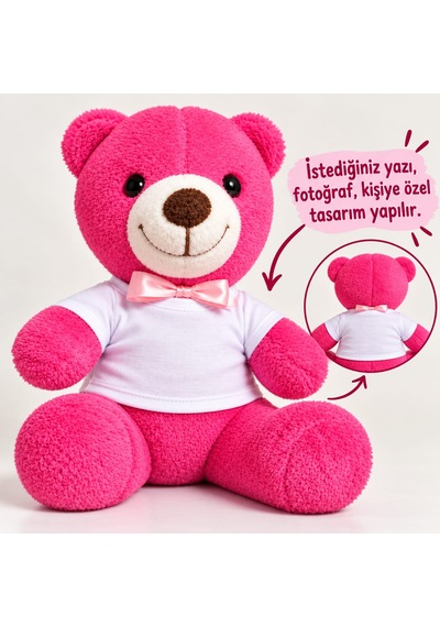 Koyu Fuşya 20 Cm Peluş Ayıcık Sevimli Hediye Oyuncak, Kişiye Özel Tasarım