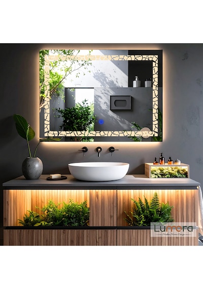Gleamira Günışığı Lazer Kumlamalı Lavabo & Banyo Aynası Dokunmatik Sensörlü 80 X 60