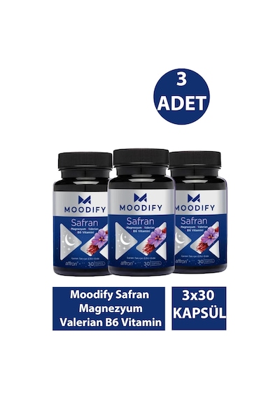 Moodify Safran Magnezyum Valerian B6 Vitamin 3 x 30 Kapsül