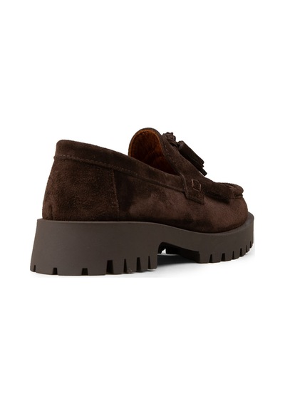Deery Kadın Hakiki Süet Kahverengi Püsküllü Loafer - 02033zkhvc01 Kahverengi