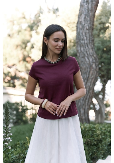 Bohemai Suva Kısa Kol Bordo T-shirt Bordo