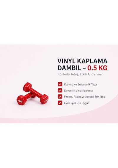 Ckspor 2 Li Vinyl Dambıl Seti 0,5 Kg X 2 Evde Fitness & Pilates İçin Vinil Kaplı Demir Dambıl
