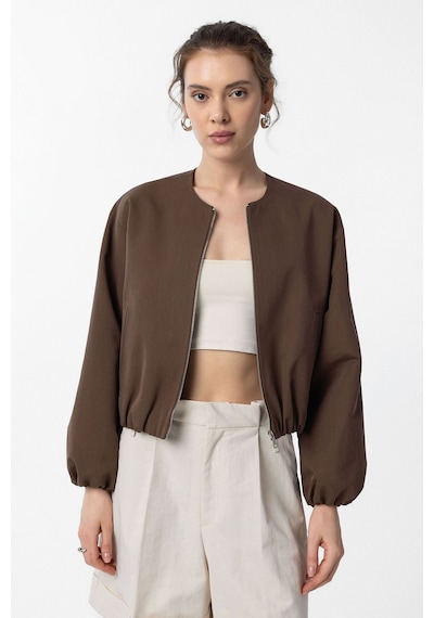 Antioch Crop Kadın Bomber Mont Kahve