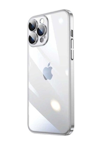 Apple Uyumlu iPhone 14 Pro Max Kılıf Sert Pc Renkli Çerçeveli Zore Riksos Kapak Gümüş