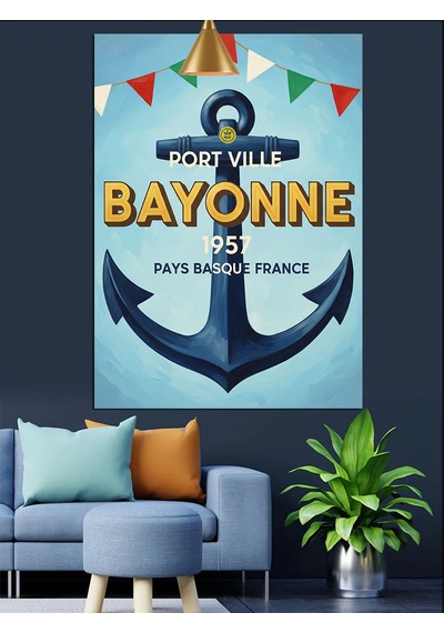 Bayonne Gemi Çapası Poster Deniz Teması Dekoratif Kanvas - Mdf Ahşap Tablo