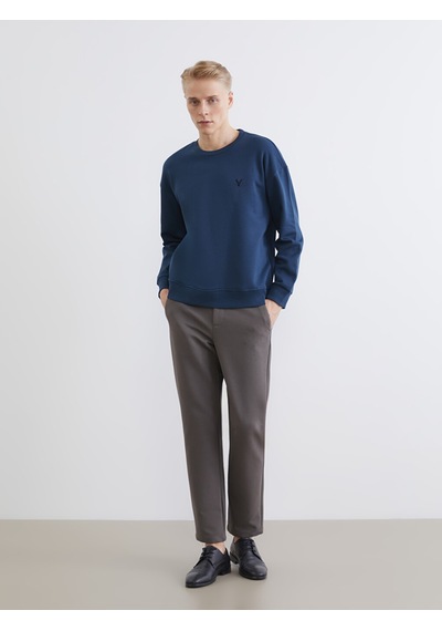 Lcw Vision İndigo Bisiklet Yaka Erkek Kalın Sweatshirt