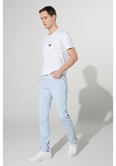 AC&Co / Altınyıldız Classics  Erkek Mavı 360 Derece Her Yöne Esneyen Slim Fit Dar Kesim Pamuklu Rahat Pantolon Mavi