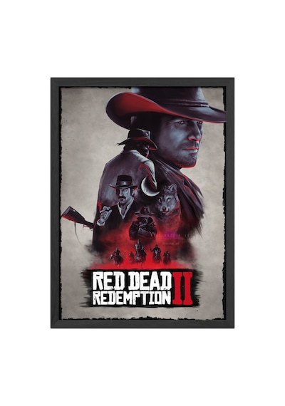Red Dead Redemption Siyah Ahşap Çerçeveli Poster, Dekoratif Oyun Duvar Tablosu