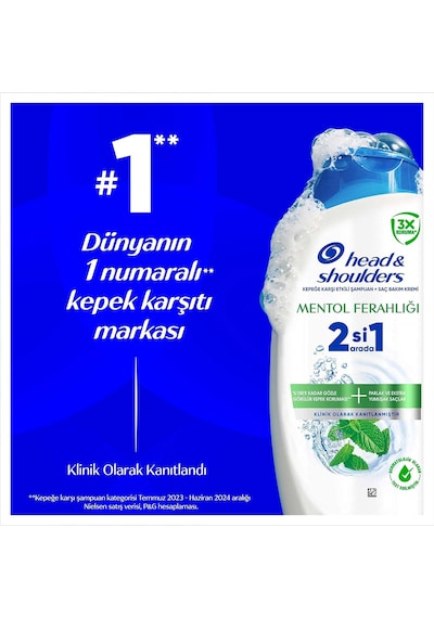 Mentol Ferahlığı 2'si 1 Arada Kepeğe Karşı Etkili Şampuan 300ml