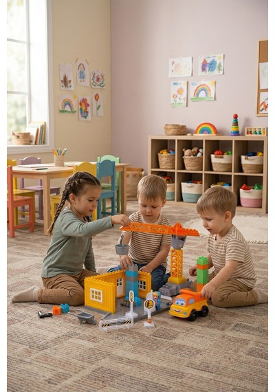 Ogi Mogi Toys İnşaat Bloklar ve Vinç 44 Parça