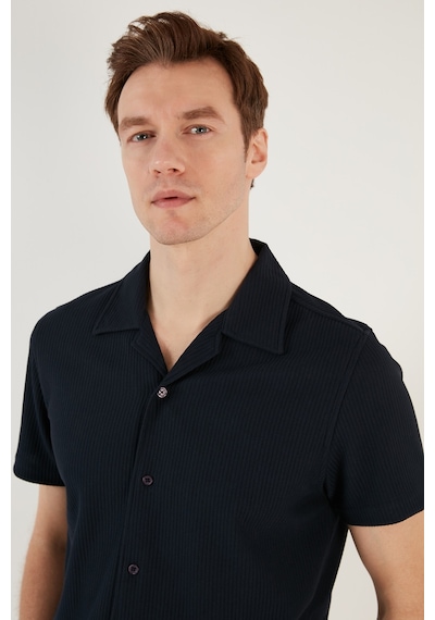 Buratti Pamuk Karışımlı Apaş Yaka Kısa Kollu Regular Fit Erkek Gömlek Cf24S115882 Lacivert Buratti Pamuk Karışımlı Apaş Yaka Kısa Kollu Regular Fit Erkek Gömlek Cf24S115882 Lacivert
