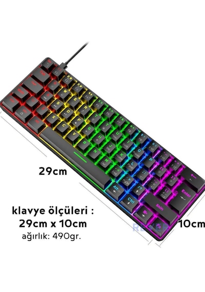 Atasoft T60 RGB Mavi Switch Mekanik Kablolu Q Oyuncu Klavye