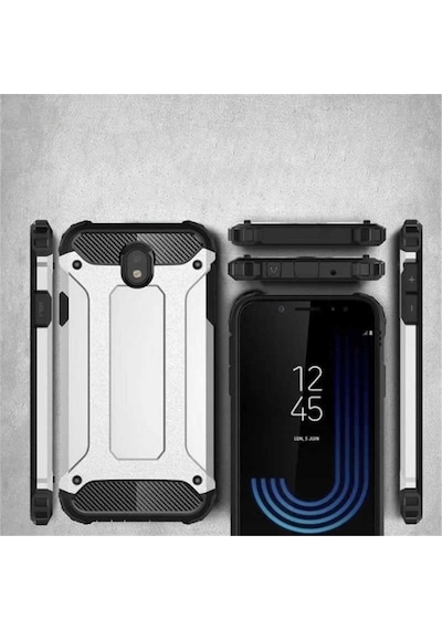 Noktaks - Samsung Galaxy J3 Pro Uyumlu - Kılıf Çift Katman Zırh Tank Crash Military Kapak - Siyah