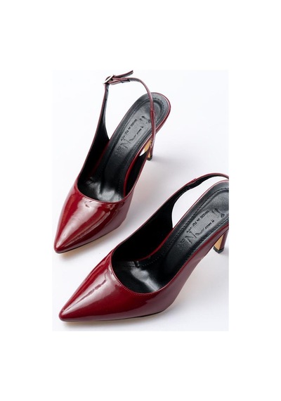 Alemdarshop St-1153 Bordo Rugan Günlük Arkası Açık 9 Cm Topuklu Kadın Ayakkabı