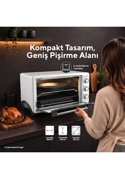 Kumtel LX-3575 45 L Beyaz Turbo Mini Fırın