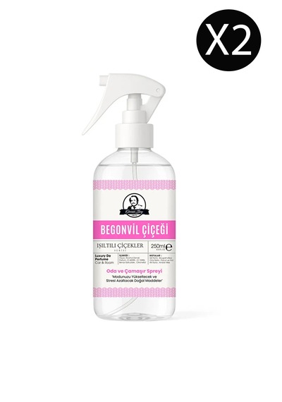 Begonvil Çiçeği Parfümlü Oda Ve Çamaşır Spreyi Ortam Ve Araba Kokusu Spreyi 250ml X 2