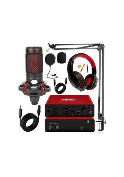 Midex Superior Pack-2 Stüdyo Kayıt Ekipmanları Glx-800 Ses Kartı Cxn-30 Stüdyo Mikrofon