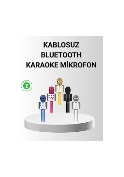 Bluetooth Karaoke Mikrofon Yüksek Ses Kalitesi, Yankı Efektli, Uzun Ömürlü Pil