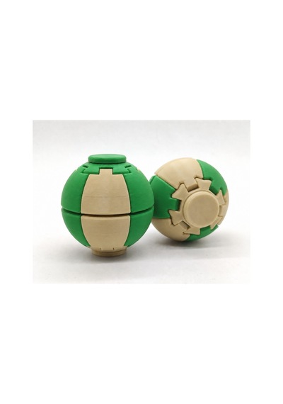 Alvera Press Küresi 3d Baskı Dönüşen Mekanik Fidget Stres Oyuncağı-bej-yeşil