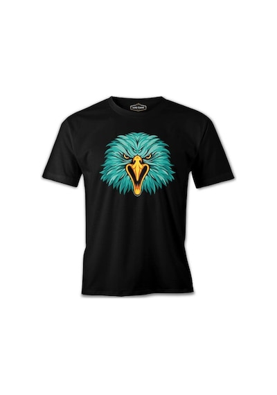 A Turquoise Eagle Face Siyah Erkek Tshirt 001