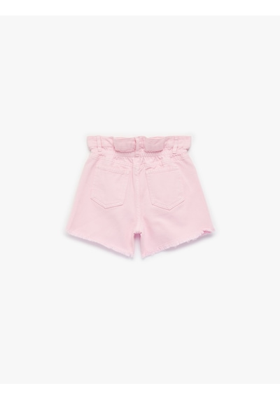 Koton Pamuklu Cepli Yüksek Bel Denim Şort Pembe 6skg40005ad Gül