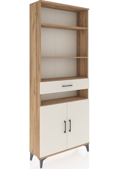Arges Dolap 5 Raflı Tek Çekmeceli 2 Kapaklı 88x30x221 Çam-aytaşı Atlas Çam