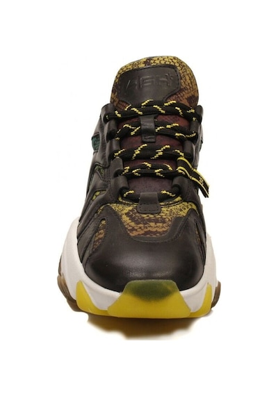 Ash Extreme Siyah Yeşil Yilan Desenlı Deri Yüksek Tabanlı Kadın Sneaker Siyah