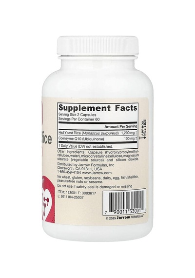 Jarrow Formulas, Red Yeast Rice + Coq10, 120 Veggie Capsules