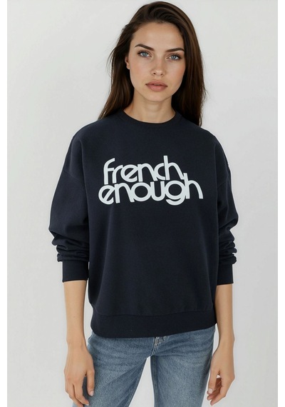 Hiccup Baskılı Yuvarlak Yaka Uzun Kollu Sweatshirt Lacivert