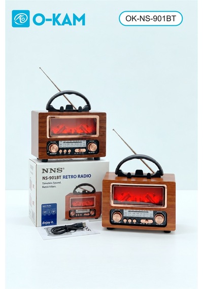 O-kam Ok-ns-901bt Taşıma Saplı Şömine Efektli Retro Radyo