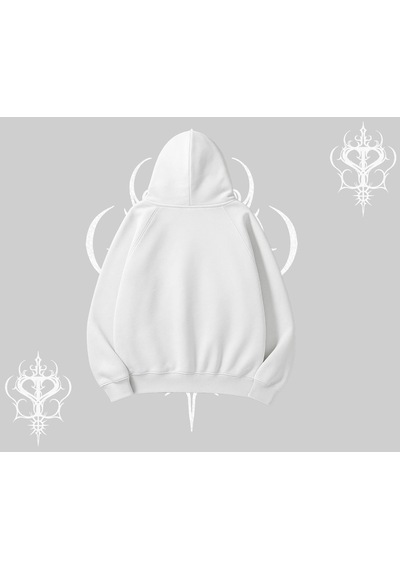 Startmore Beyaz Kapşonlu Sweatshirt Vampir Dış Beyaz