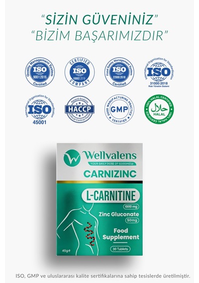 Carnizinc L-karnitine 1000 Mg + Çinko Desteği 30 Tablet Diğer