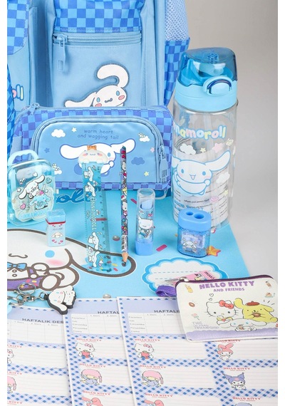 X Dekomus Lisanslı Cinnamoroll Blue Cloud Collection Full Kırtasiye Seti Okul,termoslu Beslenme Ve Kalem Çantası,matara Açık Gri