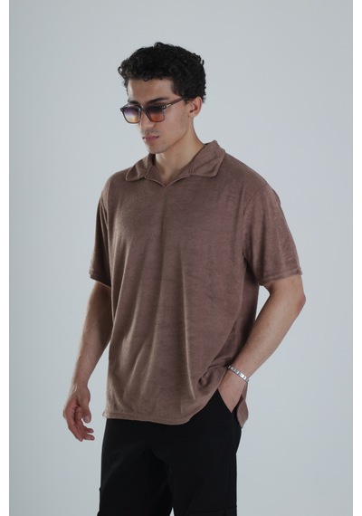 Cocopelli Erkek Kahve T-shirt Dokuma Kumaş Coc1157 Kahve
