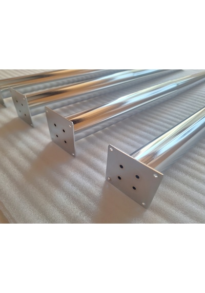 4 Adet-metal Konik Ayak-masa Ayağı-gümüş Renk-73.5cm- Açılı Ayak