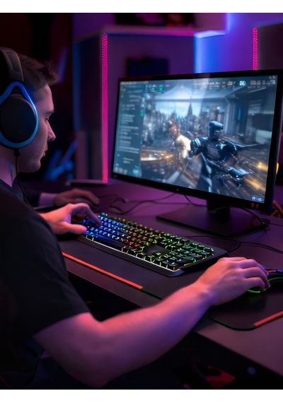 Mekanik Rgb Oyuncu Klavye Mouse Seti 105 Tuş Led Işıklı Kablolu Gaming Klavye Siyah Diğer