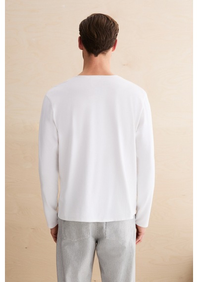 Grımelange Bohınj Erkek Yumuşak Ve Organik Pamuklu Hakim Yaka Düğmeli Uzun Kollu Beyaz T-shirt Beyaz Grımelange Bohınj Erkek Yumuşak Ve Organik Pamuklu Hakim Yaka Düğmeli Uzun Kollu Beyaz T-shirt Beyaz