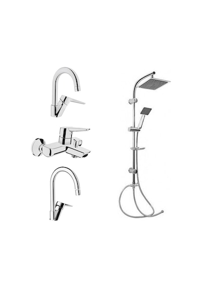 Artema Solid Kuğu Lavabo + Eviye + Banyo Batarya Gms Karine Duş Seti