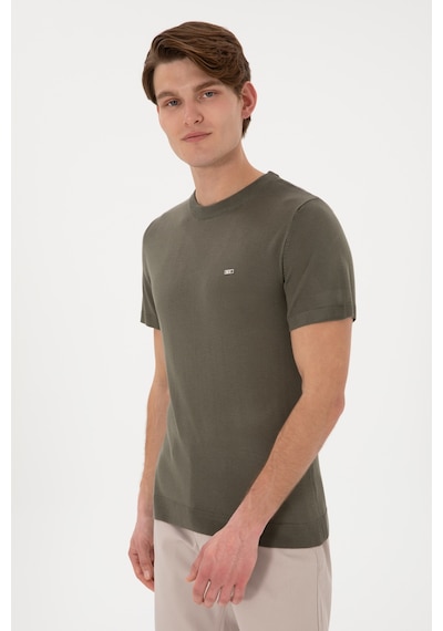 U.S. Polo Assn. Erkek Slim Fit Bisiklet Yaka Koyu Haki Tişört 50306456-VR111