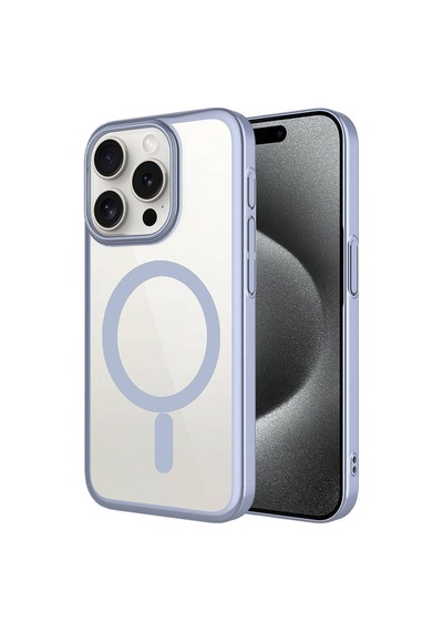 Apple iPhone 15 Pro Uyumlu Wireless Şarj Özellikli Sert Pc Zore Mat Riksos Magsafe Kılıf-gri Gri