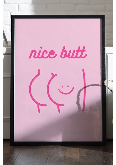 Nice Butt Doğal Ahşap Çerçeveli Poster, Dekoratif Hediyelik Duvar Tablosu
