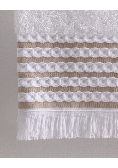 Madame Coco Velours Pamuklu Banyo Havlusu - Beyaz/bej - 70x140 Cm 8684427297391 Çok Renkli