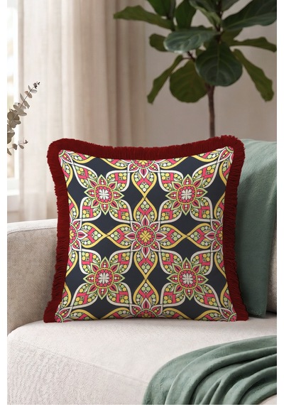 Otantik Mandala Tasarımlı Saçaklı Yastık Kılıfı - Etnik Retro Lacivert Bordo Püsküllü Kırlent Kılıfı Kadim Sahil Lime Otantik Mandala Tasarımlı Saçaklı Yastık Kılıfı - Etnik Retro Lacivert Bordo Püsküllü Kırlent Kılıfı Kadim Sahil Lime