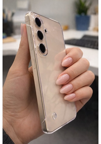 Samsung Galaxy S23 Fe Uyumlu Kamera Korumalı Yanları Açık Sararmaz Sert Mika Şeffaf Kılıf