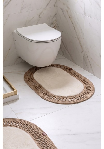 Banyo Paspası Takımı 60x100+40x60 Cm İç Trikot Bej & Camel